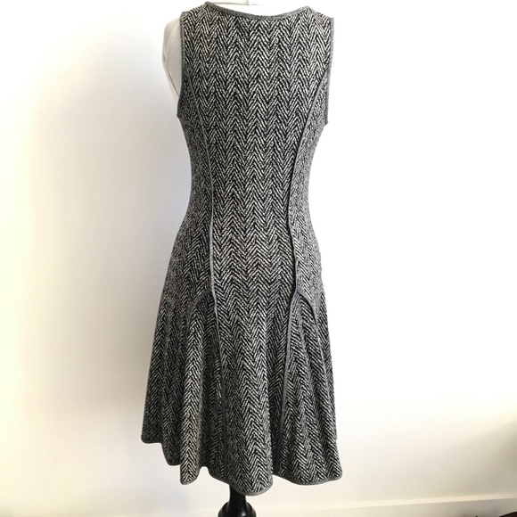 ✨sold✨ black halo • herringbone fit flare knit dress - Picture 3 of 6